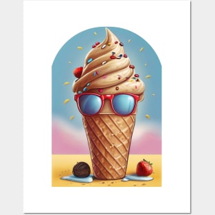 Chocolate ice cream cone design Posters and Art